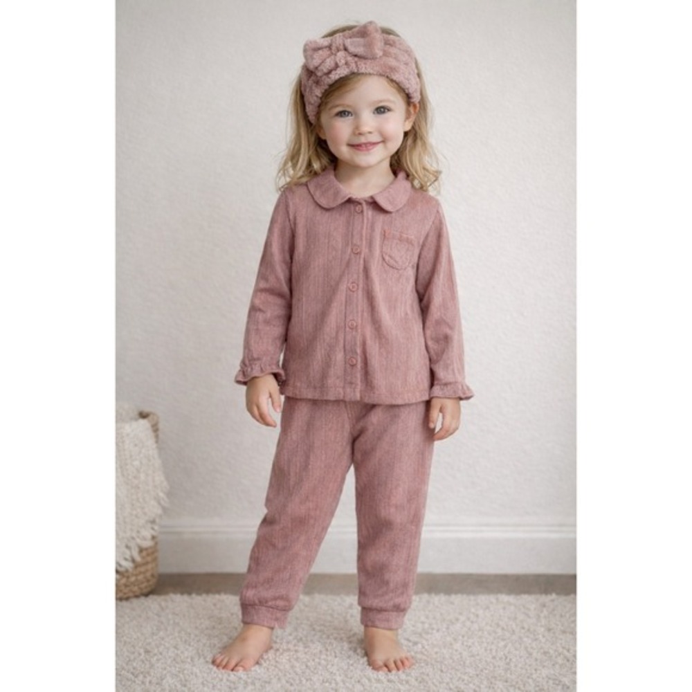 NWT Nicole Miller Girls‎ 3T 3 Piece Pajama Set Sleepwear Rose Floral Headband